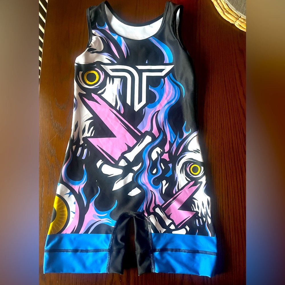 Takedown XS lightning skull wrestling singlet womens